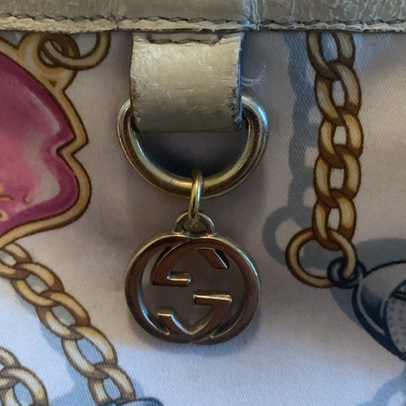 Gucci silk satin pattern tote with cream colored leather. Rehab project - Picture 17 of 17